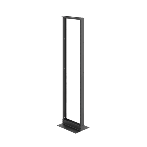 Rack de Dos Postes Estándar de 19 in, Rieles Numerados y Roscados #12-24, Fabricado en Aluminio, 45 Unidades de Rack, Color Negro