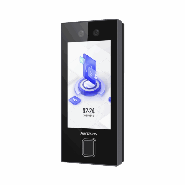 Terminal Facial Min Moe con LECTOR DE HUELLAS y Tarjetas PROX EM / 3000 Rostros / 3000 Huellas / Pantalla 4.5" / Administrable en la Nube con HikConnect Teams  / Exterior IP65  / PoE / WiFi