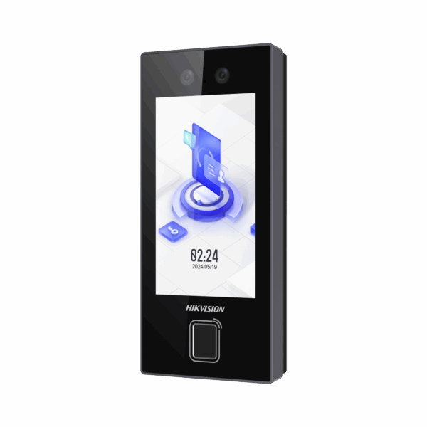 Terminal Facial Min Moe con LECTOR DE HUELLAS y Tarjetas MIFARE / 3000 Rostros / 3000 Huellas / Pantalla 4.5" / Administrable en la Nube con Hik-Connect Teams  / Exterior IP65  / PoE / WiFi