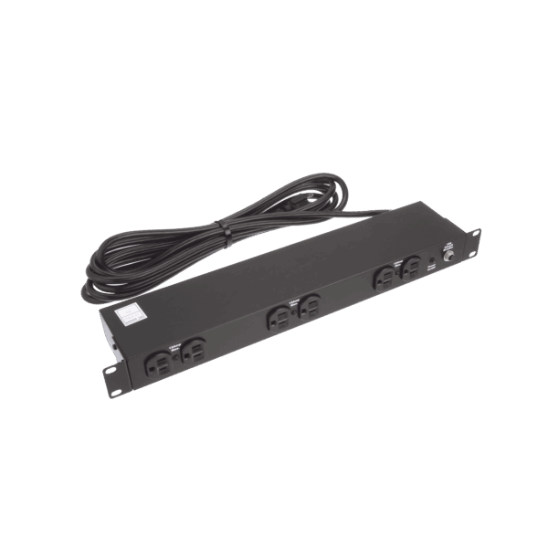 PDU Básico de Montaje en Rack, Con 6 Salidas Frontales NEMA 5-15R,  Enchufe de Entrada NEMA 5-15P, de 19in, 1UR, 15 Amp, 120 Vca