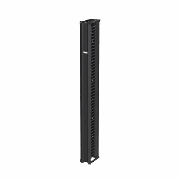 Organizador Vertical CableTek, Sencillo (Solo Frontal), Para Rack Abierto de 45 Unidades, 6 in de Ancho, Color Negro