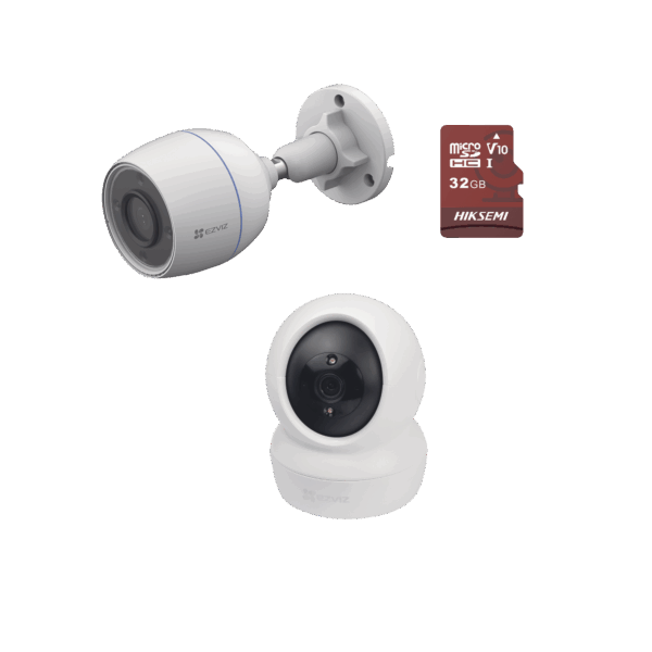 Kit de cámaras WiFi / Incluye 1 pieza C6N  Para Uso en Interior / 1 pieza CS-H3C Para Uso en Exterior / 1 PZA Micro SD HS-TF-E1/32G / Detección de Movimiento / Notificaciones Instantáneas
