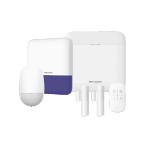 (AX PRO) KIT de Alarma AX PRO con GSM (3G/4G) / Incluye: 1 Hub con bateria de respaldo / 1 Sensores PIR / 2 Contactos Magnéticos / 1 Control Remoto / 1 Sirena Inalambrica Exterior / WiFi / Compatible con Hik-Connect P2P