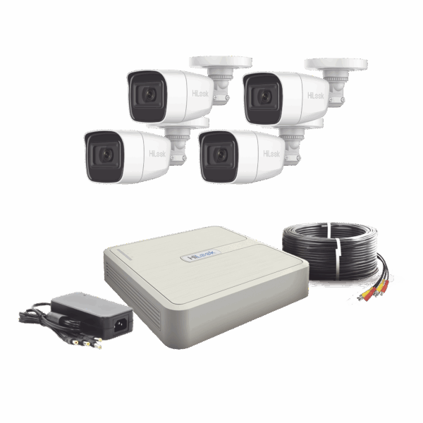 (MICRÓFONO Integrado) Kit TurboHD 1080p Lite / DVR 4 canales / Audio por Coaxitron / 4 Cámaras Bala de Policarbonato con Micrófono Integrado