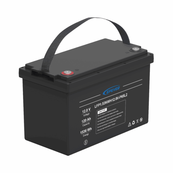 Batería de Litio LiFePO4 Ciclo Profundo 12.8Vcc, 120 Ah, 1.53Kwh, para Exterior, Libre de Mantenimiento