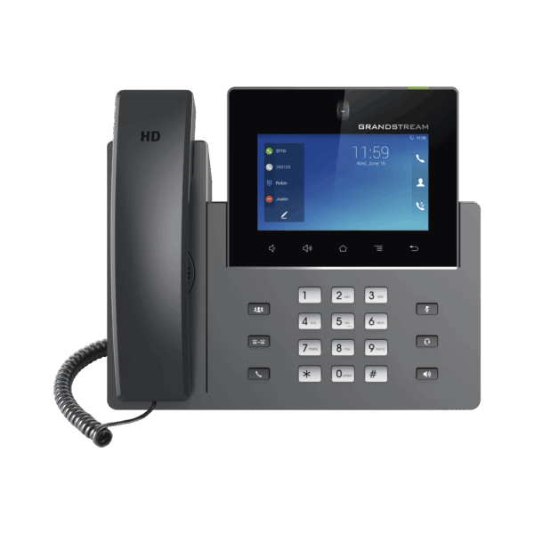 Teléfono IP Android 11, 16 líneas SIP con 12 cuentas, pantalla táctil  5", puertos Gigabit, Wi-Fi, Bluetooth, PoE, codec Opus, IPV4/IPV6 con gestión en la nube GDMS