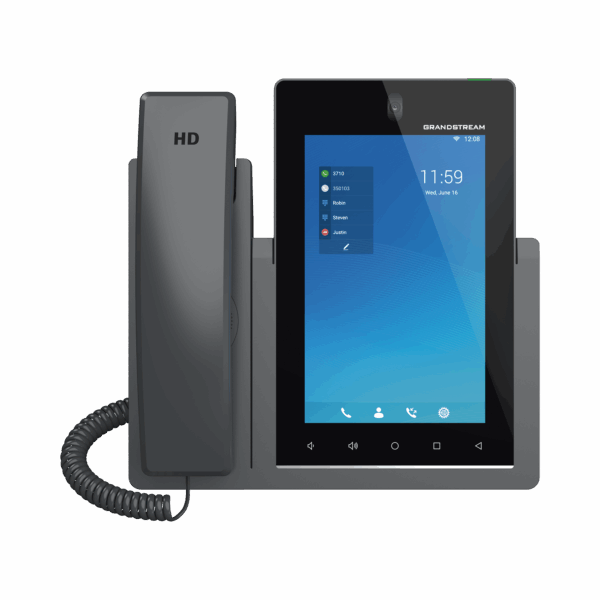 Teléfono IP Android 11, 16 líneas SIP con 16 cuentas, pantalla táctil  7", puertos Gigabit, Wi-Fi, Bluetooth, PoE, codec Opus, IPV4/IPV6 con gestión en la nube GDMS