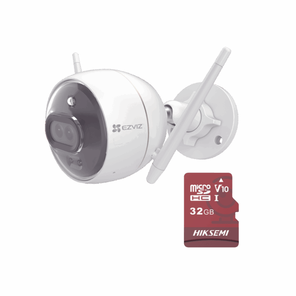 Kit de Camara WiFi y Memoria Micro SD / Incluye 1 Pieza C3X y 1 Memoria MicroSD 32GB / Audio de Dos Vías / Colores en Oscuridad / Detección Humana y de Vehículo