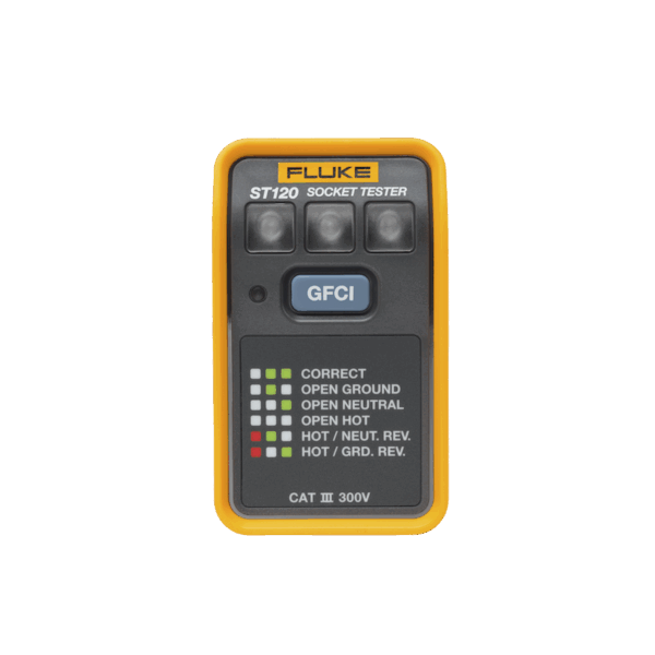 Probador de Tomacorriente Eléctrico Estándar o GFCI, Con LEDs de Alto Brillo y Gráfico Incluido Para Verificar Rápida y Fácilmente el Cableado