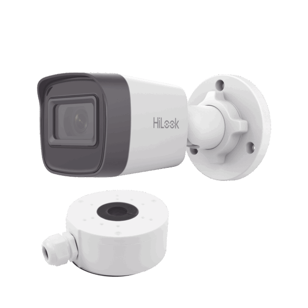 HiLook Series / Bala IP 4 Megapixel / 30 mts IR / Exterior IP67 / PoE / dWDR / Lente 2.8 mm + Caja de conexión DS-1280ZJ-XS