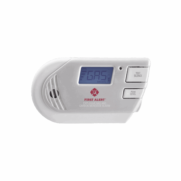 Detector Combo de Combinación de Gases Explosivos: Metano (GN), Propano (LP) y Monóxido de Carbono (CO), Con Pantalla Digital Retroiluminada, 120 Vca y Batería de Respaldo