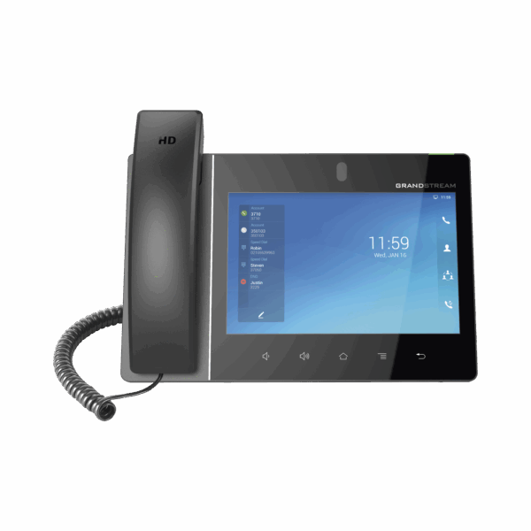 Teléfono IP Android 11, 16 líneas SIP con 16 cuentas, pantalla táctil  8", puertos Gigabit, Wi-Fi, Bluetooth, PoE, codec Opus, IPV4/IPV6 con gestión en la nube GDMS