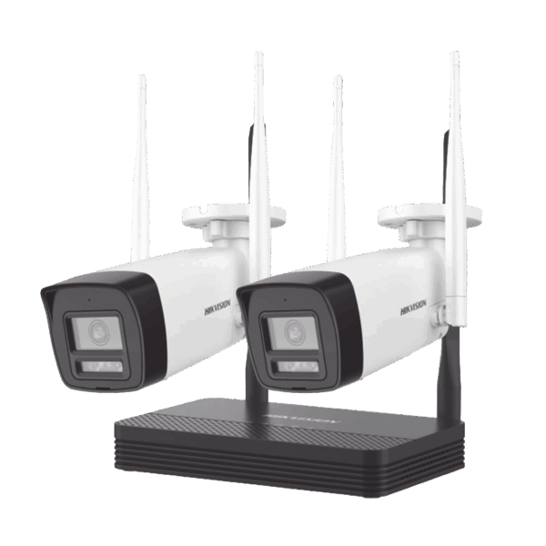 Kit IP Inalámbrico 4 Megapixel / NVS 4 Canales / 2 Cámaras Bala para Exterior con Lente 2.8 mm y Dual Light (30 mts IR + 30 mts Luz Blanca) / Audio Bidireccional (Micrófono y Bocina) / Soporta Micro SD de 512 GB