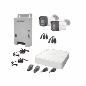 Kit HiLook Audio Bidireccional TurboHD 1080p / DVR 4 Canales / 2 Cámaras Bala (Exterior) con Bocina y Microfóno Integrado / 2 Fuentes de Poder / Accesorios
