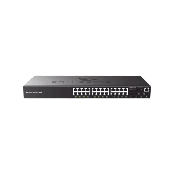 Switch Gigabit PoE+ Administrable / 24 puertos 10/100/1000 Mbps + 4 Puertos SFP Uplink / Hasta 360W / Compatible con GWN Cloud.