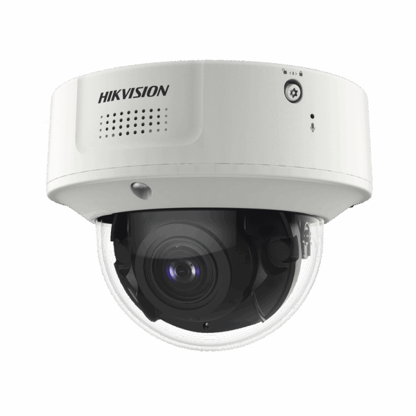 Domo IP 8 Megapixel / Lente Mot. 2.8 a 12 mm /  DARKFIGHTER / WDR 120 dB / IK10 / 30 mts IR / Conteo Facial / Detección Facial / Interior / PoE / Búsqueda por Atributos / Micrófono Integrado / Micro SD