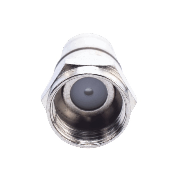 Conector F Macho Plegable, Con PIN para Cable RG-59, Cuerpo de Bronce Niquelado.