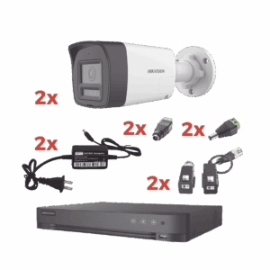 Kit Audio Bidireccional TurboHD 1080p / DVR 4 Canales / 2 Cámaras Bala (Exterior) con Bocina y Microfóno Integrado / 2 Fuentes de Poder / Accesorios