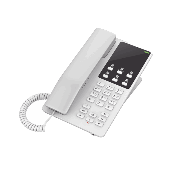 Teléfono IP Hotelero, 2 líneas SIP con 2 cuentas, codec Opus, IPV4/IPV6, color blanco, con gestión en la nube GDMS
