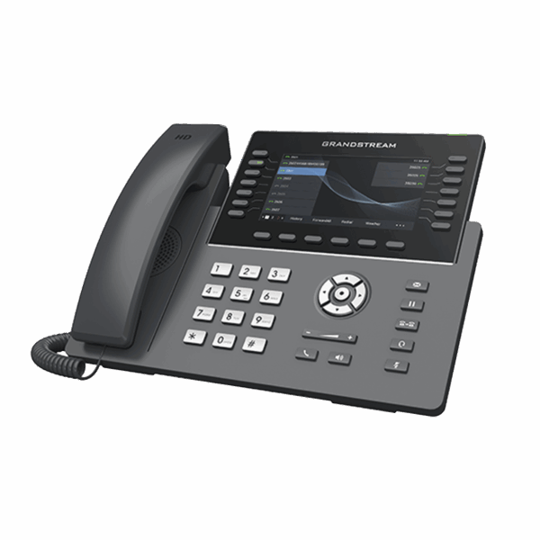 Teléfono IP Wi-Fi, Grado Operador, 14 líneas SIP con 6 cuentas, pantalla LCD  5", puertos Gigabit, Bluetooth, PoE, codec Opus, IPV4/IPV6 con gestión en la nube GDMS