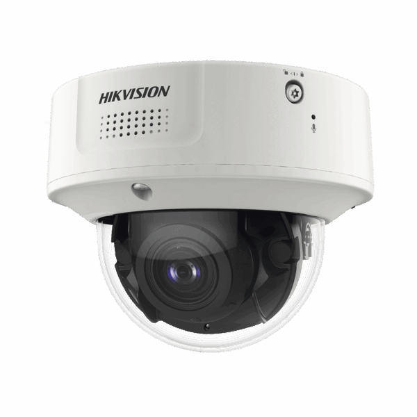 Domo IP 4 Megapixel / Lente Mot. 2.8 a 12 mm / 40 mts IR EXIR / IK10 / IP67 / H.265+ / WDR 140 dB / Captura Facial / DeepinView / Búsqueda por Atributos / 2 Micrófonos Integrados / Micro SD