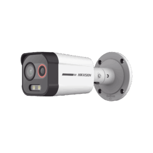Bala IP Dual / Térmica 1.3 mm (96 x 72) / Óptico 4 mm (4 Megapixel) / Detección de Excepciones de Temperatura 30 mts /30 mts Luz Blanca / Exterior IP67 / PoE / Sirena y Luz Intermitente Integrada / Micro SD / ColorVu y ACUSENSE