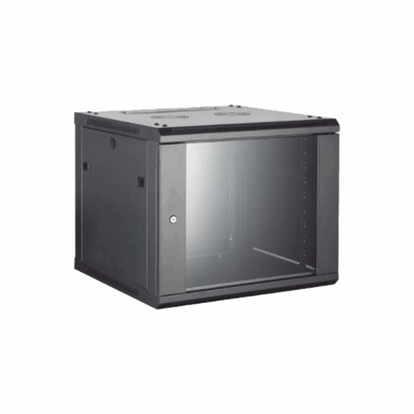 Gabinete para Montaje en Pared - Piso / Puerta de Cristal Templado / Cuerpo Fijo / 12 Unidades de Rack / 19" / Fabricado en Acero