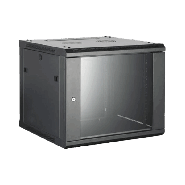 Gabinete para Montaje en Pared - Piso / Puerta de Cristal Templado / Cuerpo Fijo / 6 Unidades de Rack / 19" / Fabricado en Acero