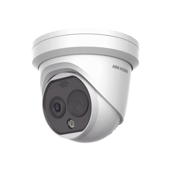 Turret IP Dual / Térmica 2.1 mm (256 x 192) / Óptico 2.2 mm (4 Megapixel) / Termométrica / Detección de Temperatura / PoE /Exterior IP66 / Sirena y Luz Intermitente Integrada / MicroSD