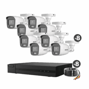 Kit TurboHD 1080p / DVR 8 Canales / 8 Cámaras Bala ColorVu con Microfono Integrado / Fuente de Poder / Accesorios de Instalación