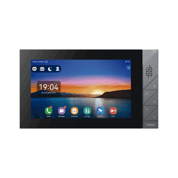 Monitor IP/SIP para interior con Android, Wi-Fi, Bluetooth, pantalla táctil de 7", audio de 2 vías, PoE, 8 interfaces de entrada de alarma.