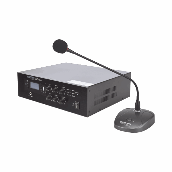 KIT de Amplificador de 120W Modelo SFB120 | más Micrófono de Escritorio Modelo SF621A