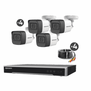 Kit TURBOHD 5 Megapixel / DVR 4 Canales / 4 Cámaras de 5 Megapixel con Micrófono Integrado / 4 Cables 18 Metros / Fuente de Poder Profesional