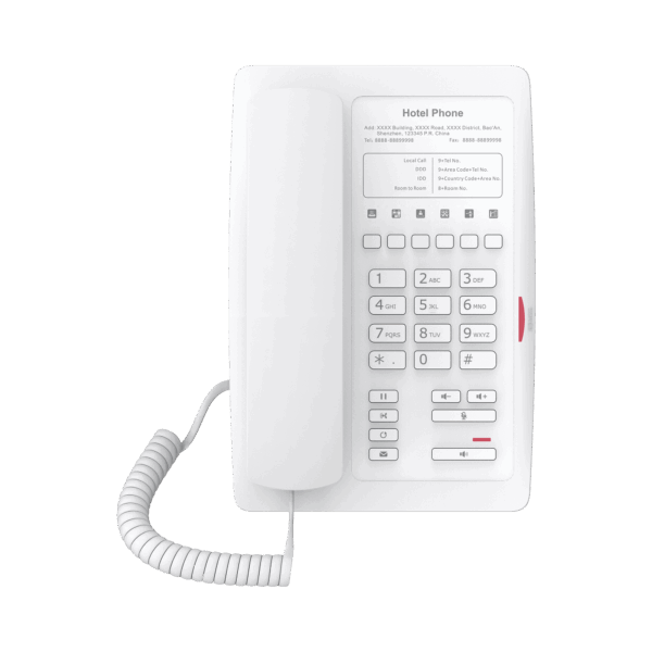 Teléfono IP WiFi para Hotelería, profesional con 6 teclas programables para servicio rápido (Hotline), plantilla personalizable con PoE