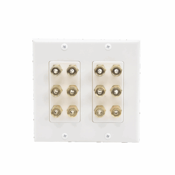 Placa de Pared | Postes de Unión Tipo Banana | Conexión para 6 Altavoces | Fácil Instalación | Conectores Chapados en Oro