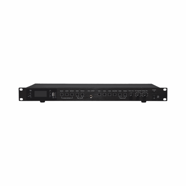 Amplificador de Audio | 2 x 60W | Baja Impedancia 4 - 8Ω | Reproductor Bluetooth, USB, SD | Efectos Integrados Delay, Echo, Repeat