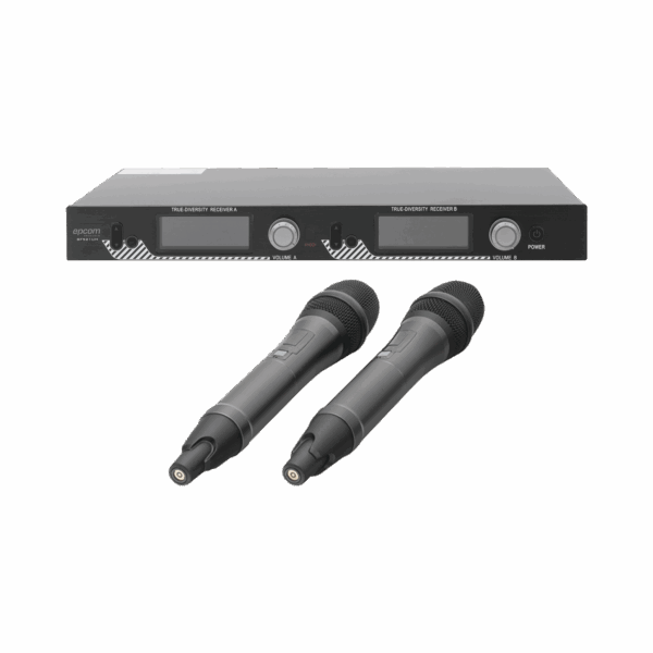 Kit de Microfonía inalámbrico | 2 Micrófonos de mano | Receptor UHF | Pantalla LCD | 200 Canales | Gran cobertura