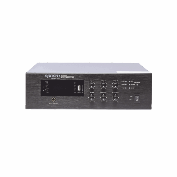 Mini Amplificador de Audio Mezclador | 240W RMS | Sistema 70/100V | MP3 | Tuner | Bluetooth | Musica ambiental y Voceo