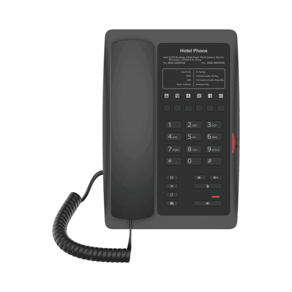 Teléfono IP WiFi para Hotelería, profesional con 6 teclas programables para servicio rápido (Hotline), plantilla personalizable con PoE