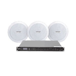 KIT de Amplificador de 120W para Rack SF120DTB | 3 Altavoces de Plafón de 5.5in SF-206P | 3.75 – 30W | Sistema 70/100V