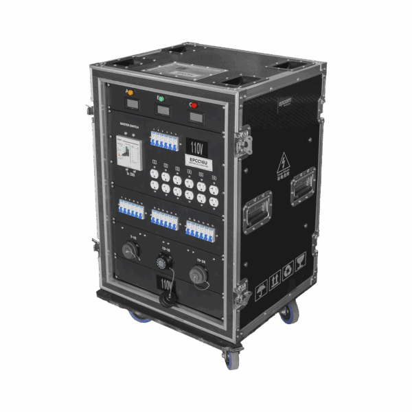 Centro de carga movil para instalaciones temporales con conexión TIPO socapex a 110v Y 220V | RACK 16U