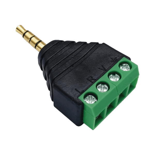 Conector de audio de 3.5mm macho a terminal de tornillo de 4 pines