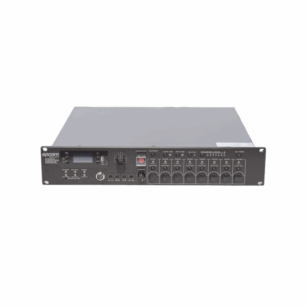 Controlador de Evacuación Por Voz | 500 W | 8 Zonas independientes | 4 entradas de audio y 2 entradas de micrófono