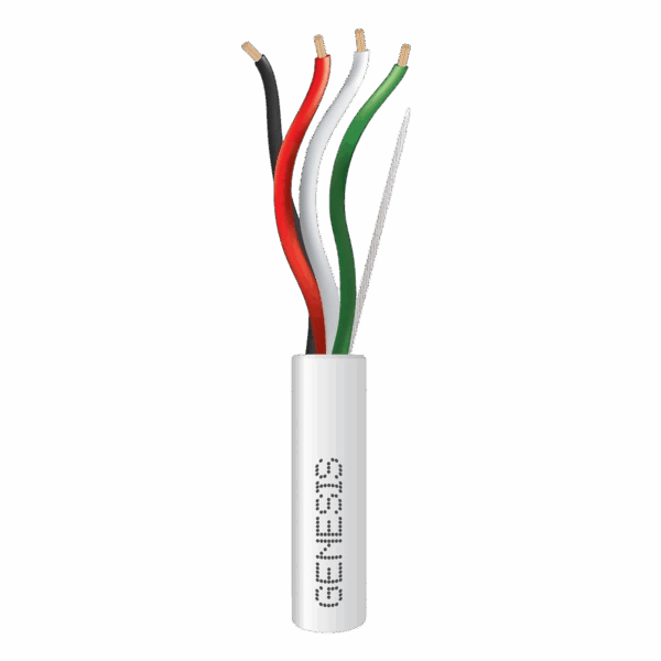 Bobina de 152 Metros / Cable de Cobre / 4 x 18 AWG / Riser / Color Blanco / Para Aplicaciones de Alarmas de Intrusión/Control de Acceso/ Automatización / Interfonos y Tv Porteros