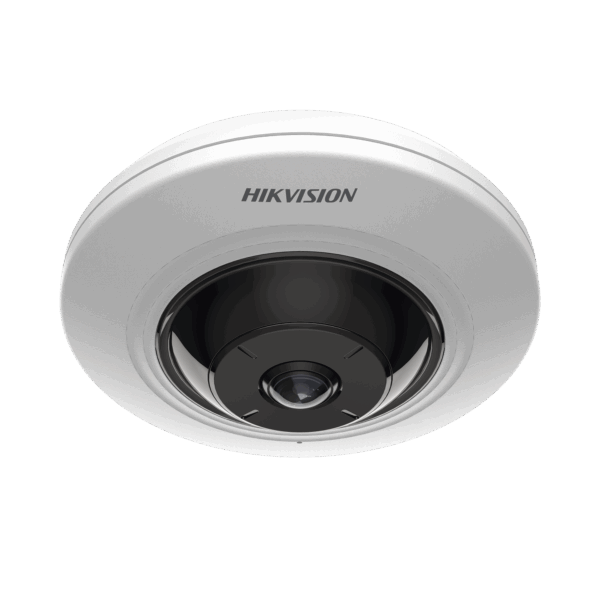 Mini Fisheye IP 5 Megapixel / Panorámica 180° - 360° / 8 mts IR / Interior / PoE / HEOP / ACUSENSE / Detección Facial / Microfono Integrado