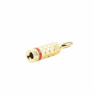 Conector Banana Tipo Tornillo para Bocinas | Instalaciones Profesionales de Audio | Chapado en Oro | Color Rojo (1 Pieza)
