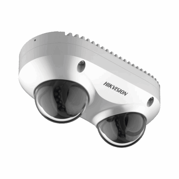 PanoVu Series / Lente Dual de 4 Megapixel / 2 Lentes Fijos de 2.8 mm / Recomendado para Pasillos o Esquinas / IP67 / IK10 / PoE / WDR 120 dB / 10 mts IR / Entrada y Salida de Audio y Alarma / MicroSD