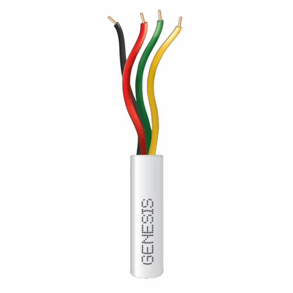 Bobina de 305 Metros / Alambre de Cobre / 4 x 22 AWG / Riser / Color Blanco / Para Aplicaciones de Alarmas de Intrusión / Sistemas de Automatización.