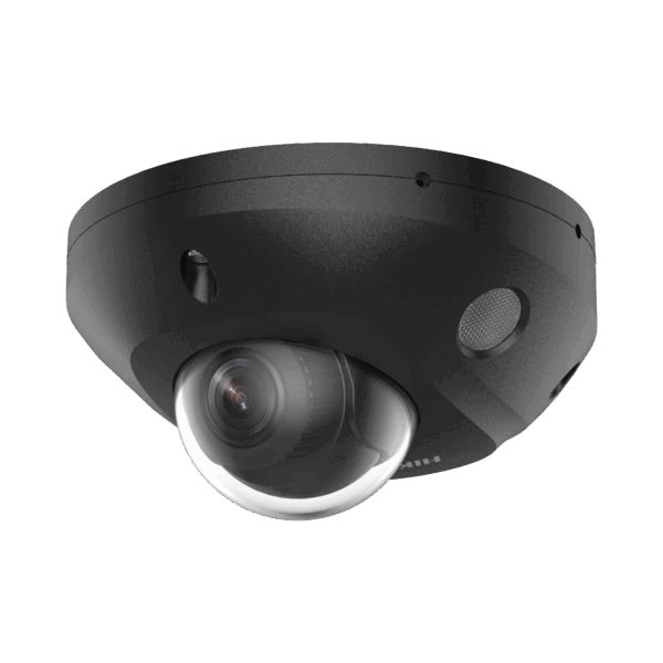 [Dual Light + 2 Micrófonos Integrados] Mini Domo IP 4 Megapixel / Color Negro / Lente 2.8 mm / 30 mts Luz Blanca + 30 mts IR / ACUSENSE / Exterior IP67 / IK08 /  WDR 120 dB / PoE / ONVIF / Alarmas I/O / Micro SD / ACUSEARCH