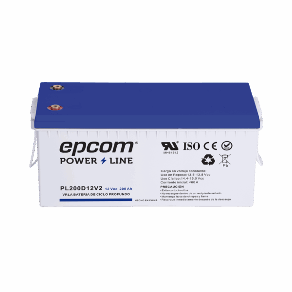 Batería 12 Vcc / 200 Ah / UL / Tecnología AGM-VRLA / Ciclo profundo / Para uso en aplicaciones fotovoltaicas y de emergencia  / Terminales T5